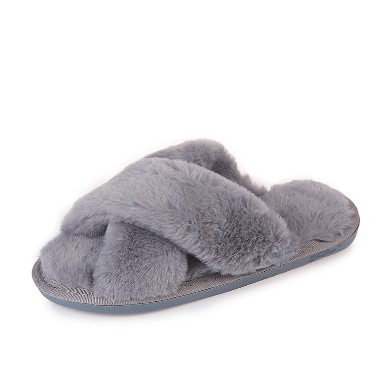 Home Cotton Slippers Non-slip Furry Slippers - Snapitonline
