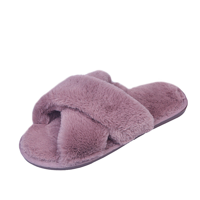 Home Cotton Slippers Non-slip Furry Slippers - Snapitonline