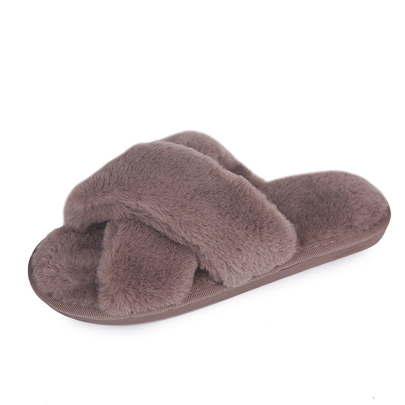 Home Cotton Slippers Non-slip Furry Slippers - Snapitonline