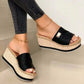 Woven Sponge Cake Platform Wedge Slippers - Snapitonline