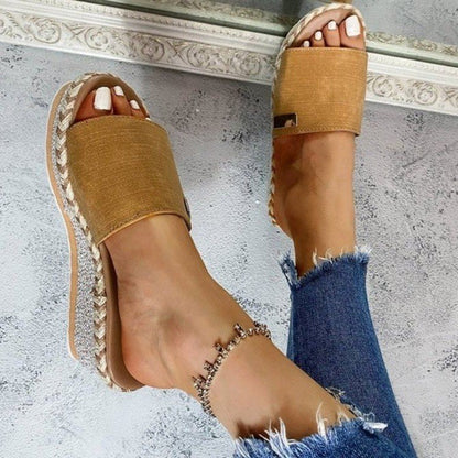 Woven Sponge Cake Platform Wedge Slippers - Snapitonline