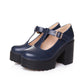Womens Pumps Shoes Mary Jaen Block Platforms Heels T-strap - Snapitonline