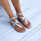 Strappy Flip Flops Flat Sandals - Snapitonline