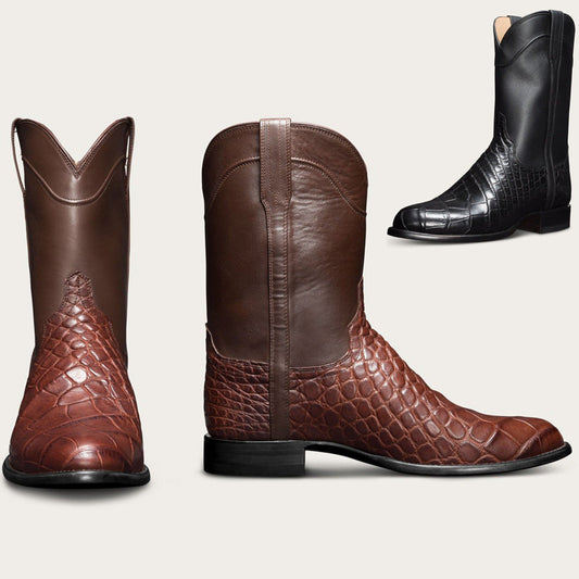 Men's Boots Pattern Western Cowboy Men's Shoes - Snapitonline
