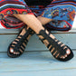 Retro Literary Hollow Flat Sandals - Snapitonline