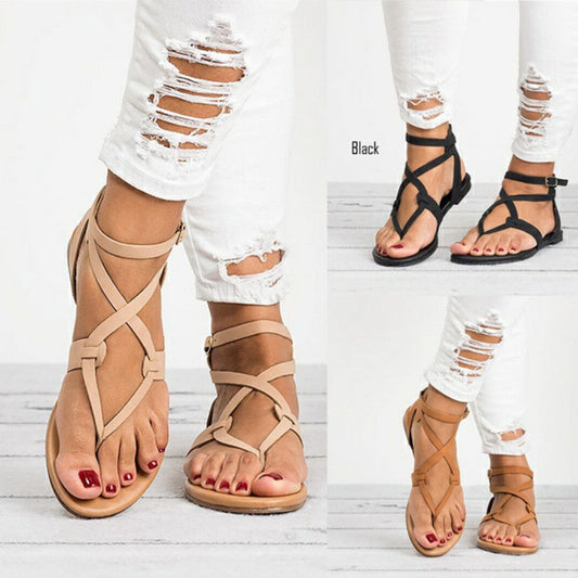 Thin Belt Clip Flat Flat Large Size Women's Sandals - Snapitonline