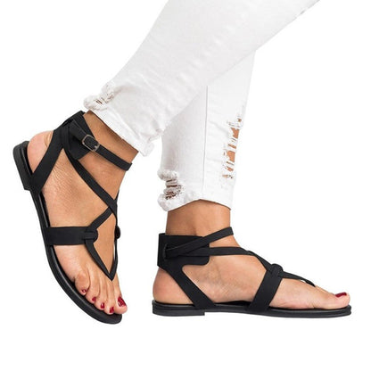 Thin Belt Clip Flat Flat Large Size Women's Sandals - Snapitonline