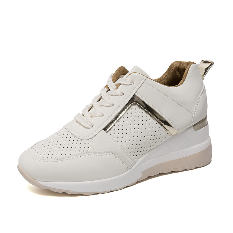 Sneakers Platform Wedge Heel Casual Shoes Lace-up Mesh Sneakers - Snapitonline