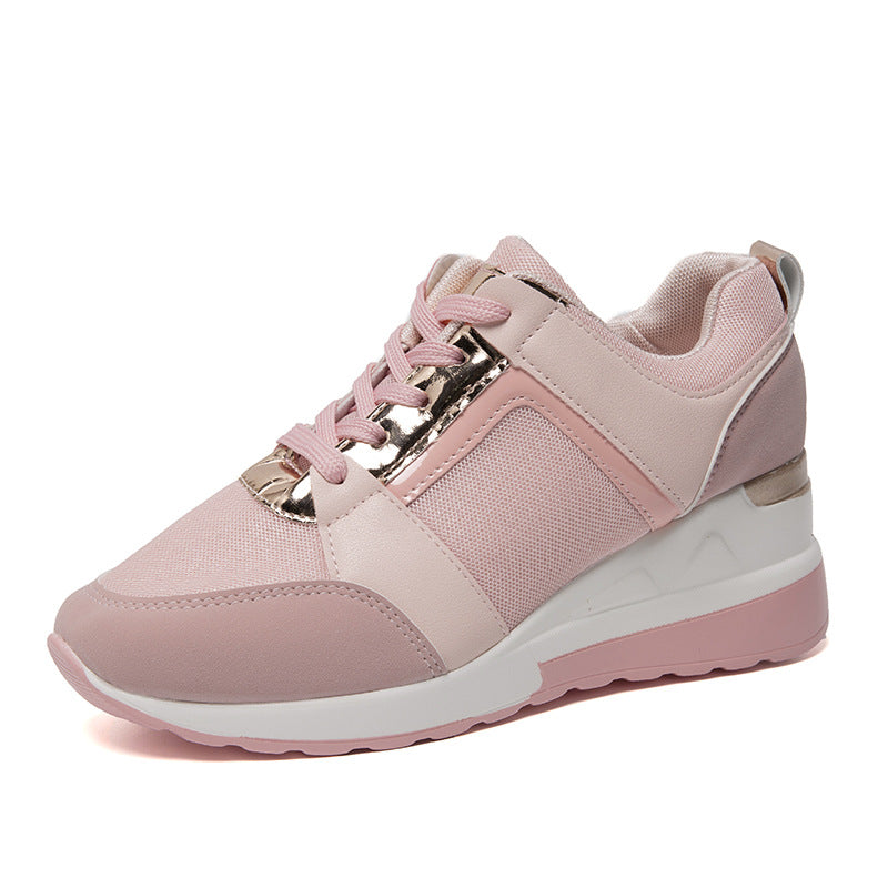 Sneakers Platform Wedge Heel Casual Shoes Lace-up Mesh Sneakers - Snapitonline