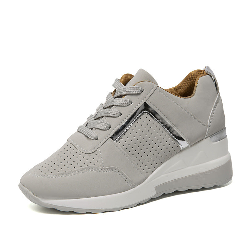 Sneakers Platform Wedge Heel Casual Shoes Lace-up Mesh Sneakers - Snapitonline