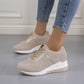 Sneakers Platform Wedge Heel Casual Shoes Lace-up Mesh Sneakers - Snapitonline