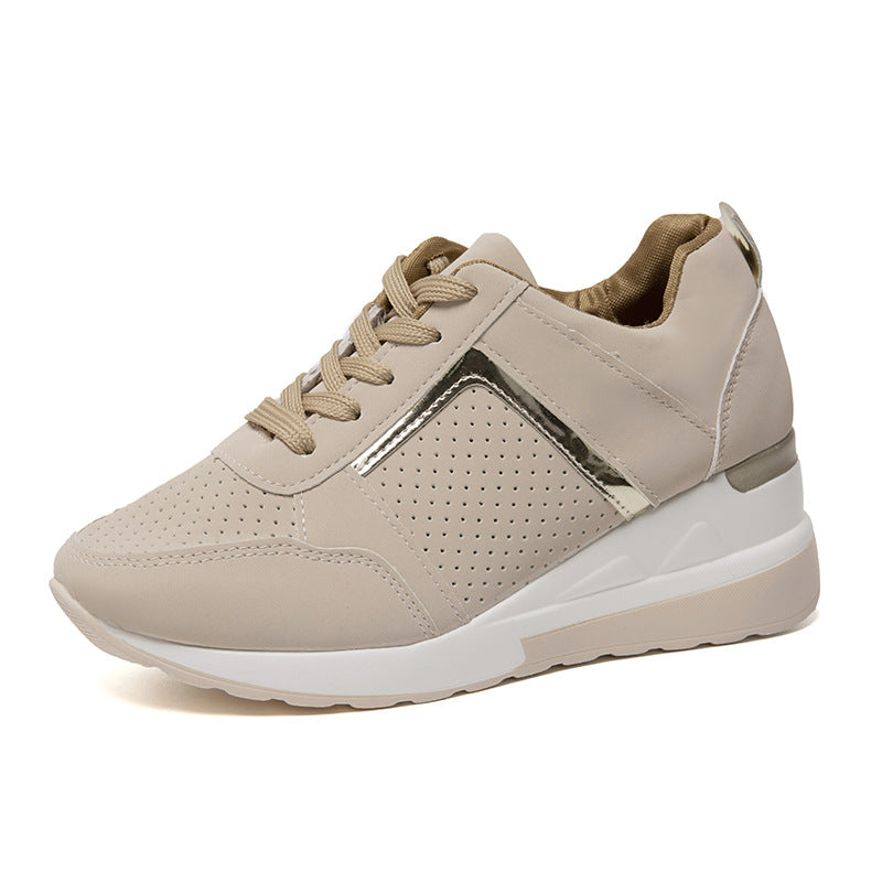 Sneakers Platform Wedge Heel Casual Shoes Lace-up Mesh Sneakers - Snapitonline