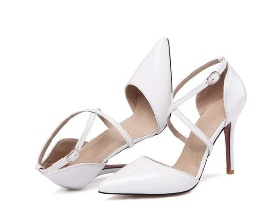 Womens Pumps Shoes Dorsay Ankle Strap Thin Heels - Snapitonline