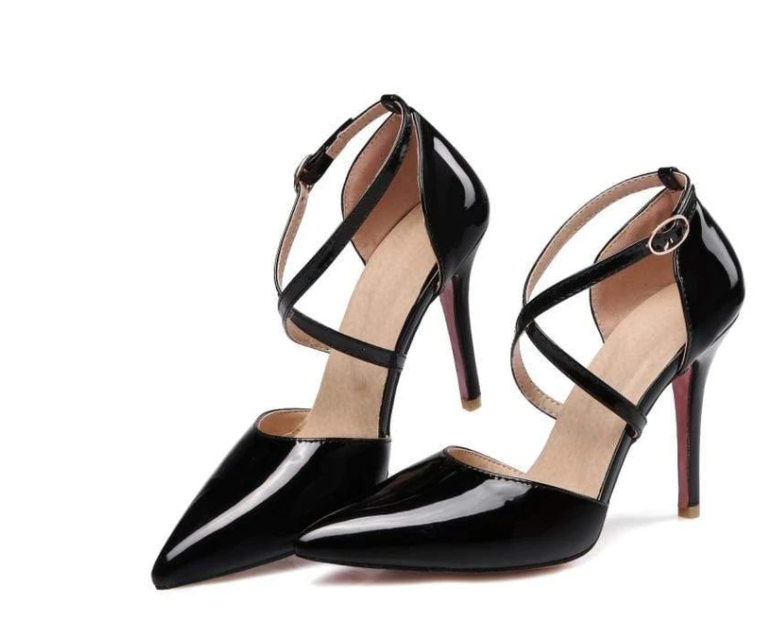 Womens Pumps Shoes Dorsay Ankle Strap Thin Heels - Snapitonline