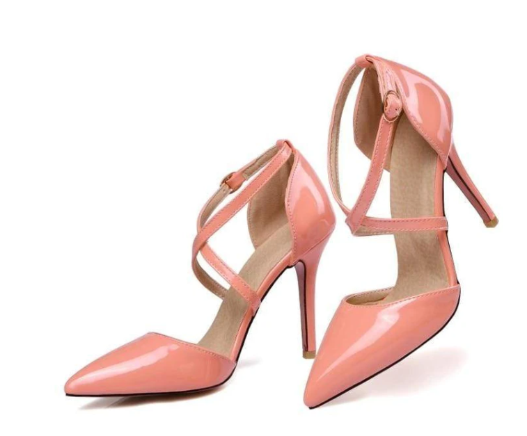 Womens Pumps Shoes Dorsay Ankle Strap Thin Heels - Snapitonline