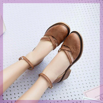 Womens Pumps Shoes Dorsay Ankle Strap Low Square Heels - Snapitonline