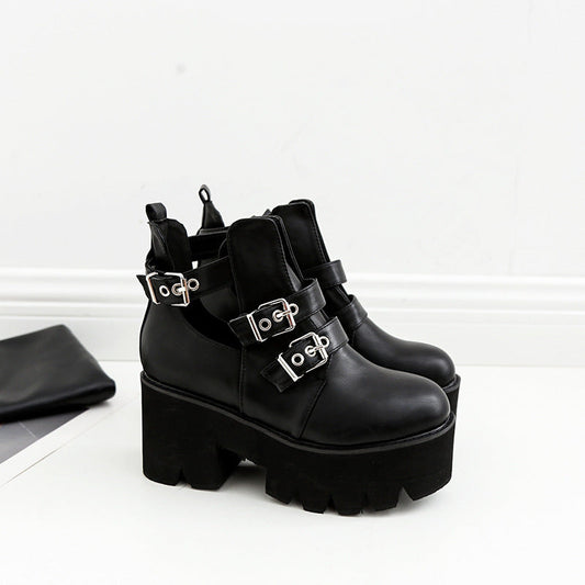 Lace-up boots platform boots with thick heels - Snapitonline