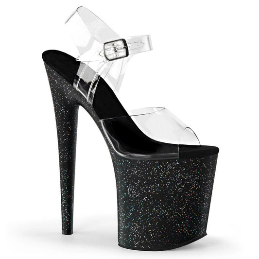 Rainbow Dot Glitter Waterproof Platform Stiletto Heels - Snapitonline