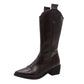 Retro Pointed Toe Thick Heel High Boots Women - Snapitonline