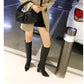 Pointed Super High Heel Thick Heel Snake Print High Boots Women Boots - Snapitonline