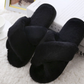Winter Women Home Slippers with Faux Fur Fashion Warm Shoes Woman Slip on Flats Female Slides Black Pink Plus Size - Snapitonline