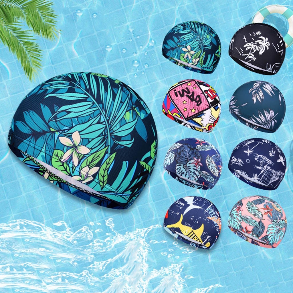 1PC  Fashion Swimming Cap Men/Women Flowers Printed Long Hair Sports Swim Pool Bathing Hat Elastic Nylon Turban Sports Accessory Snapitonline