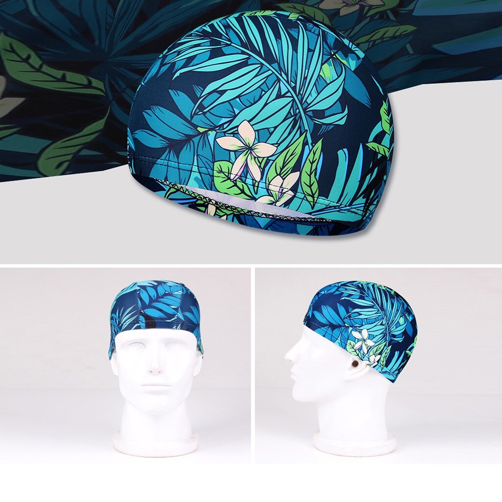 1PC  Fashion Swimming Cap Men/Women Flowers Printed Long Hair Sports Swim Pool Bathing Hat Elastic Nylon Turban Sports Accessory Snapitonline