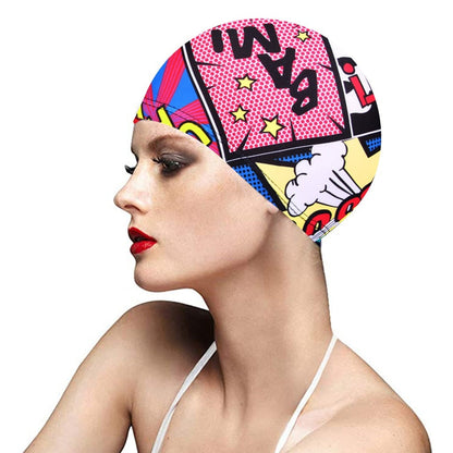 1PC  Fashion Swimming Cap Men/Women Flowers Printed Long Hair Sports Swim Pool Bathing Hat Elastic Nylon Turban Sports Accessory Snapitonline