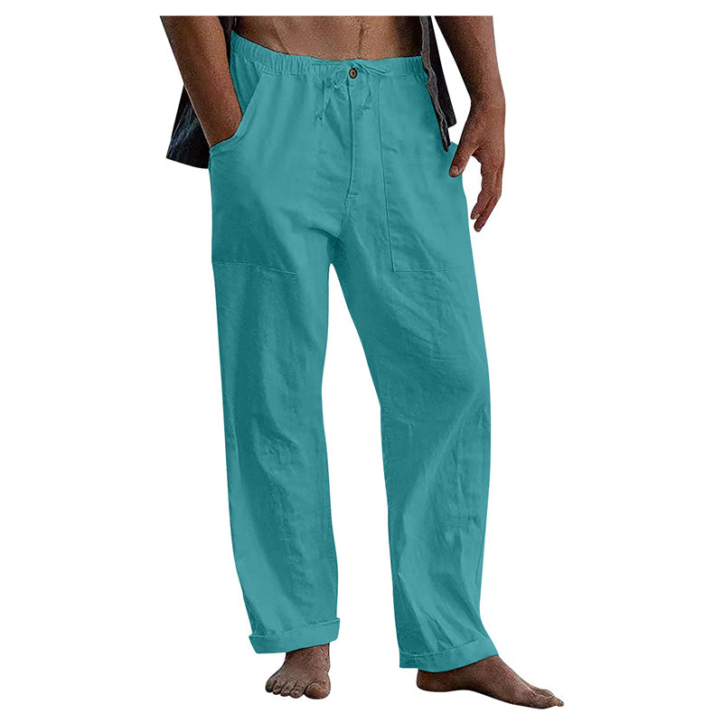 Men's Linen Casual Drawstring Loose Pants - Snapitonline