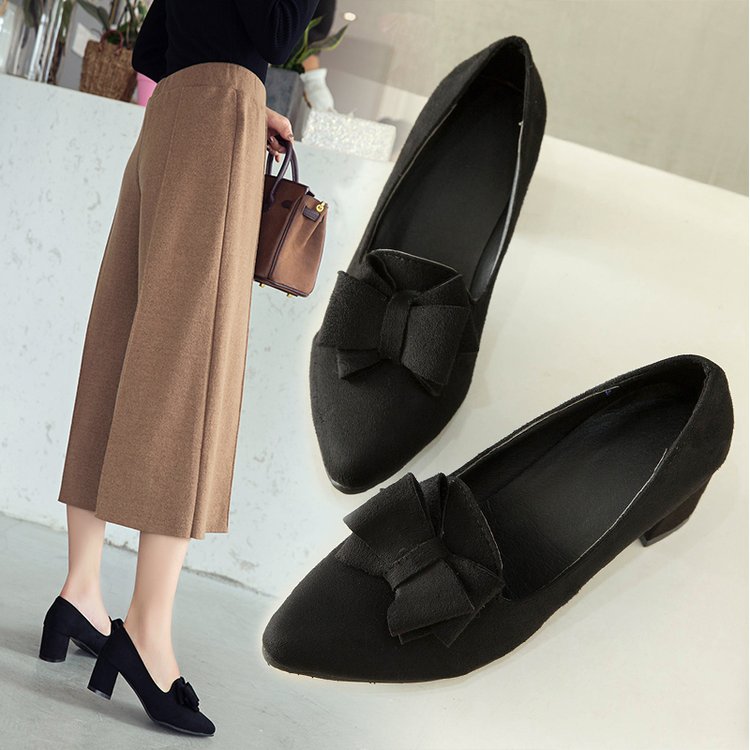 Pointy chunky medium heels high heels shoes - Snapitonline