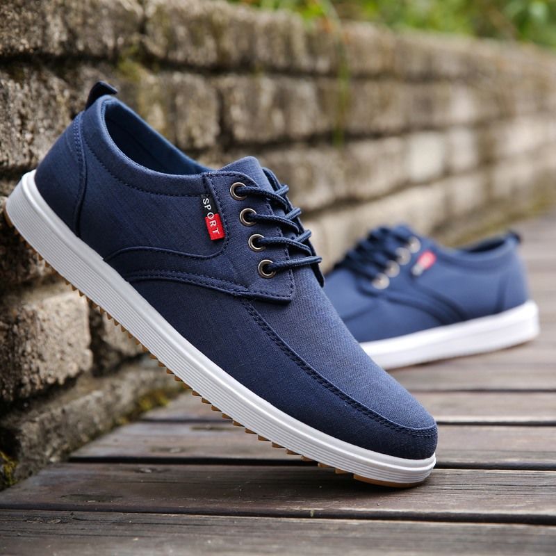 2020 Fashion Men's Shoes Spring Canvas Lace Up Flat High Quality Casual Men Footwear Breathable Handmade Driving Shoes for Male Snapitonline