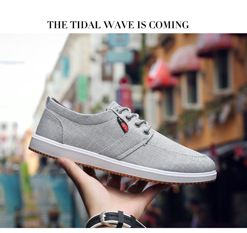 2020 Fashion Men's Shoes Spring Canvas Lace Up Flat High Quality Casual Men Footwear Breathable Handmade Driving Shoes for Male Snapitonline