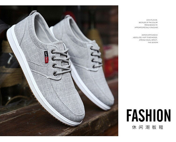 2020 Fashion Men's Shoes Spring Canvas Lace Up Flat High Quality Casual Men Footwear Breathable Handmade Driving Shoes for Male Snapitonline