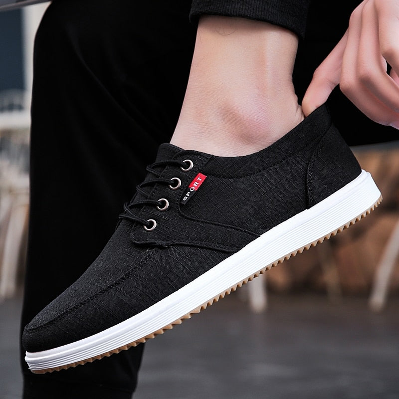 2020 Fashion Men's Shoes Spring Canvas Lace Up Flat High Quality Casual Men Footwear Breathable Handmade Driving Shoes for Male Snapitonline