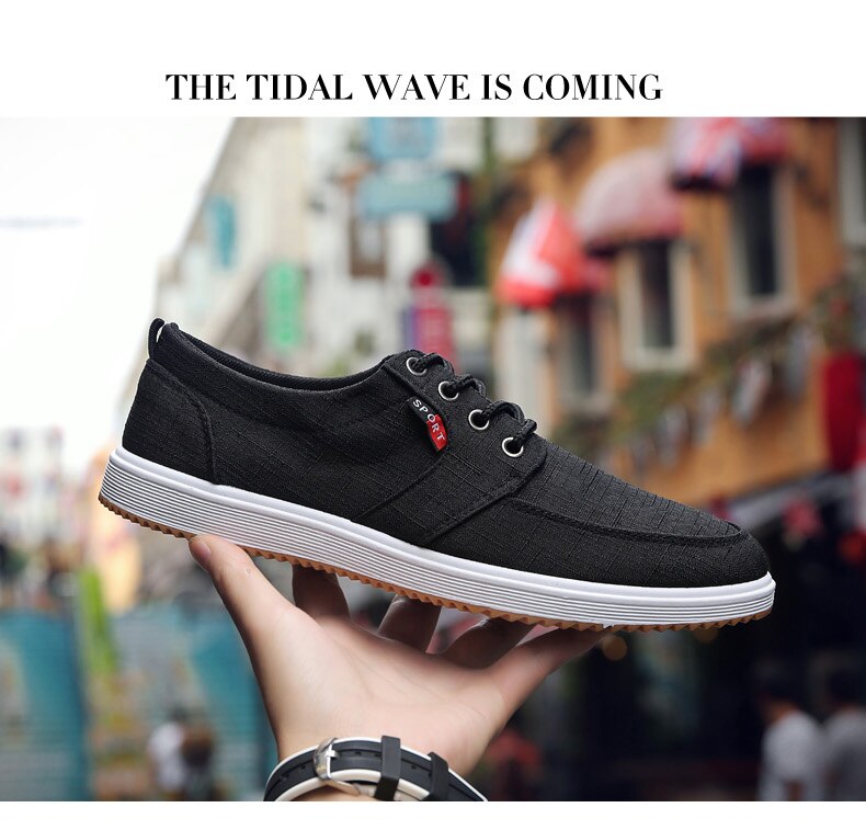 2020 Fashion Men's Shoes Spring Canvas Lace Up Flat High Quality Casual Men Footwear Breathable Handmade Driving Shoes for Male Snapitonline
