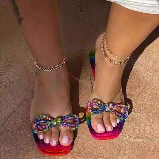 2021 Rubber Flip Flops Slippers Flat Pantofle Big Size Low Hawaiian New PU Hoof Heels Snapitonline