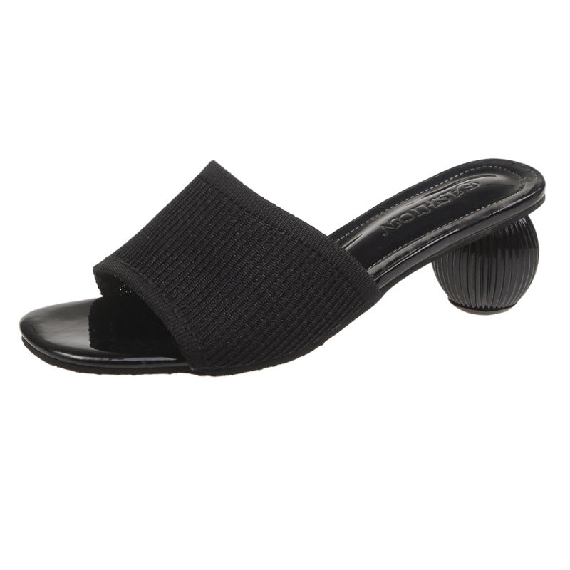2021 Women Slides 5cm High Heels Knitting Mules Summer Snapitonline