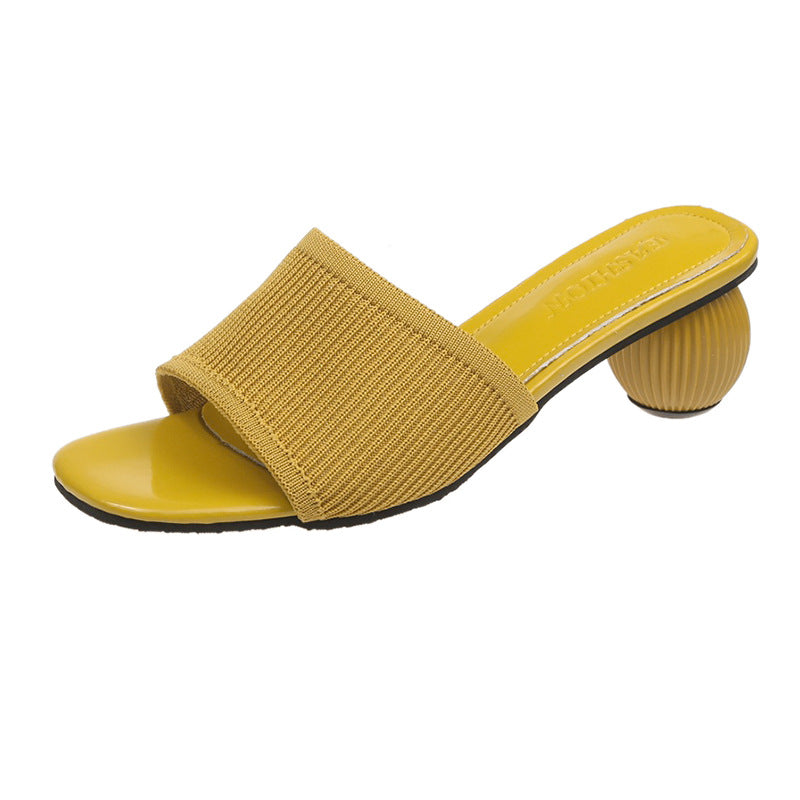 2021 Women Slides 5cm High Heels Knitting Mules Summer Snapitonline