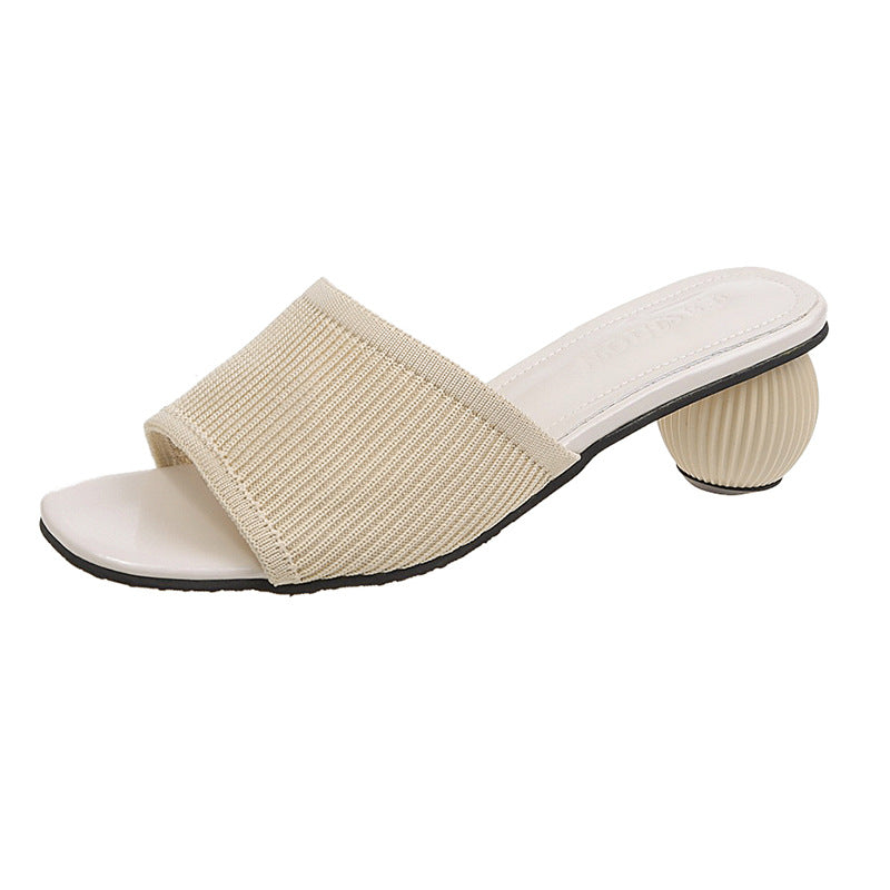 2021 Women Slides 5cm High Heels Knitting Mules Summer Snapitonline