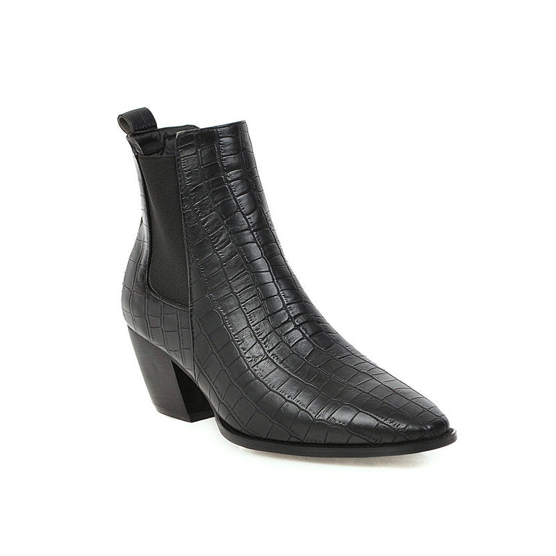 Pointy stone-lined ankle boots - Snapitonline