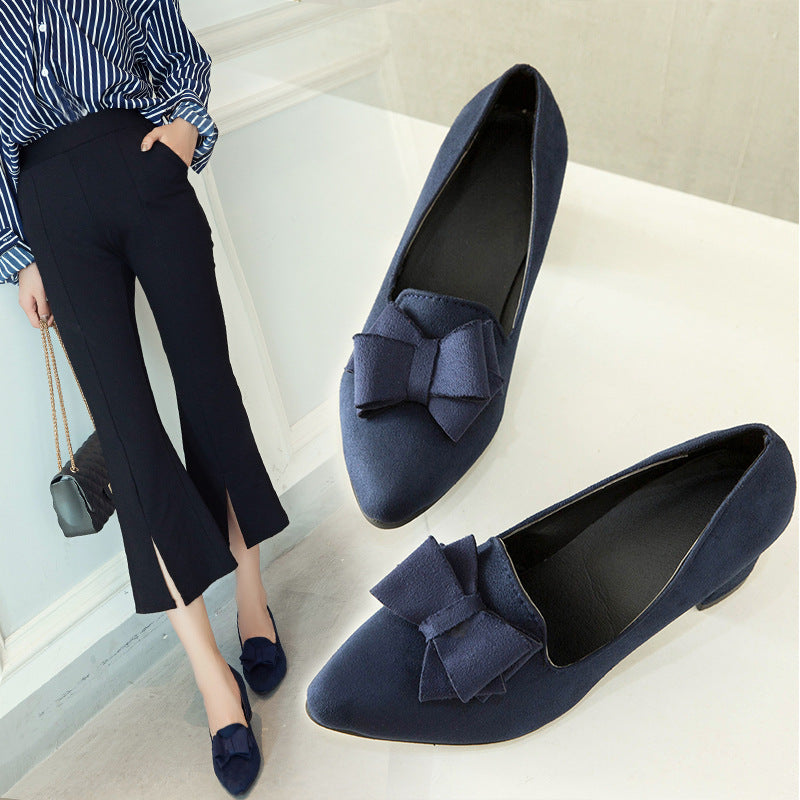 Pointy chunky medium heels high heels shoes - Snapitonline