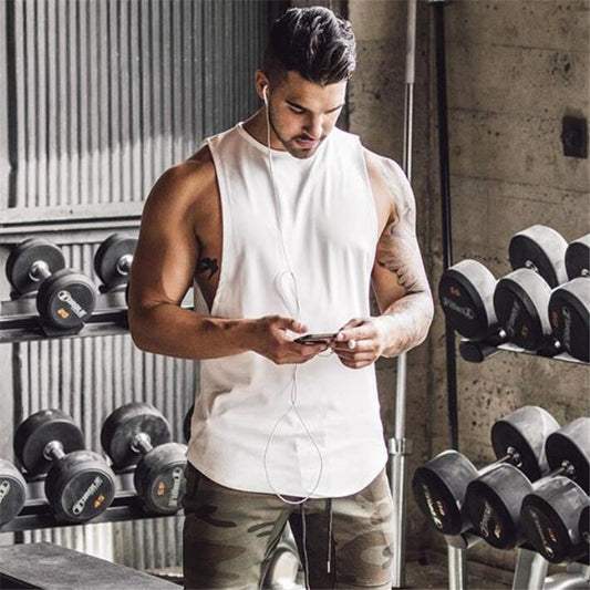 Plain bodybuilding sleeveless vest men - Snapitonline