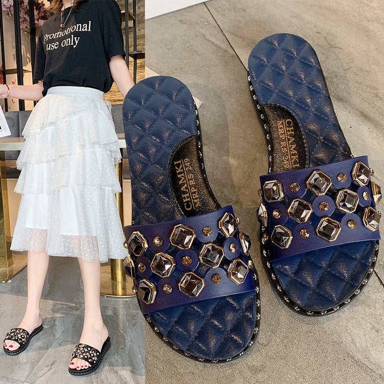 Rivet-shaped flat sandals - Snapitonline