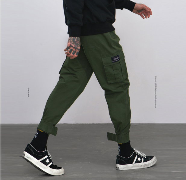 High Street Tide brand multi-pocket function overalls men's beam pants Harlan feet casual pants hiphop lantern pants tide - Snapitonline