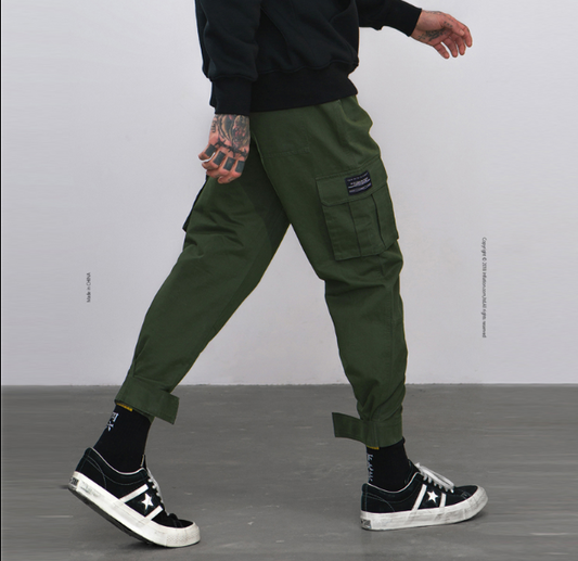 High Street Tide brand multi-pocket function overalls men's beam pants Harlan feet casual pants hiphop lantern pants tide - Snapitonline