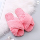 Winter Women Home Slippers with Faux Fur Fashion Warm Shoes Woman Slip on Flats Female Slides Black Pink Plus Size - Snapitonline