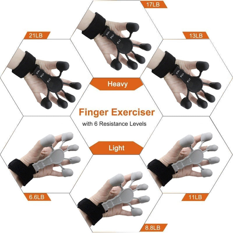 2Pcs Finger Gripper Guitar Finger Exerciser 6 Resistant Strength Trainer Recovery Physical Equipment Hand Strengthener Patients Snapitonline