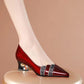 Thick Heels With Color Matching Low-heel Pointed Toe Shoes Women's Mid-heel - Snapitonline