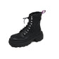 Square toe platform mid-heel lace-up fashion boots - Snapitonline