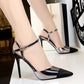 Stiletto Pumps High Heel Color Block Buckle Women's Sandals - Snapitonline